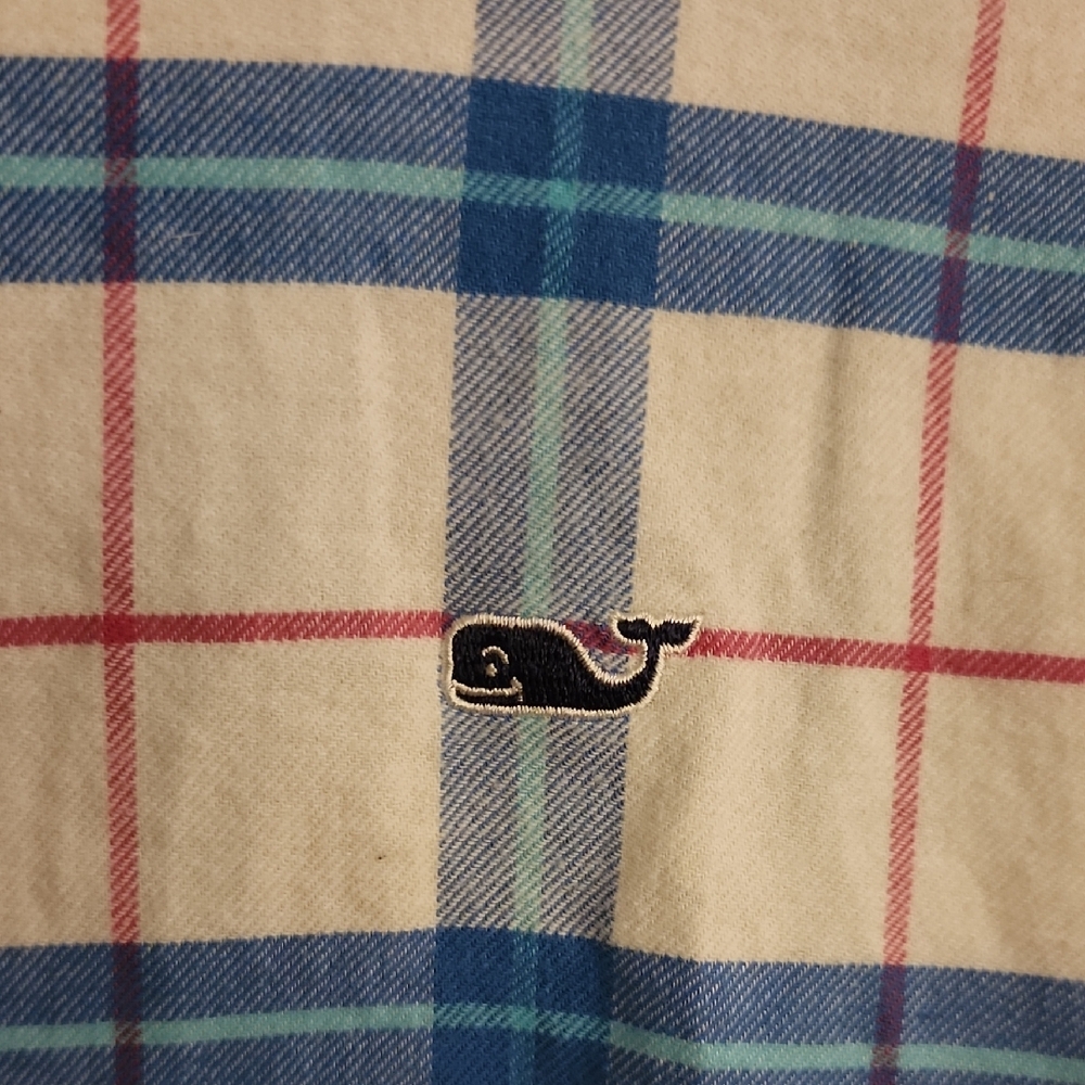 Vineyard Vines White Shirt with Blue and Red Plaid - Picture 3 of 4